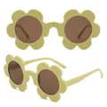 Light yellow flower-shaped sunglasses with brown lenses for party and daily wear - C16-Pale Yellow Frame Tea Lens