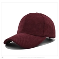 Classic corduroy baseball cap in deep burgundy wine red with textured vertical stripes - Adjustable / Burgundy