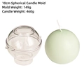 Vista dettagliata dello stampo per candela sferica da 10cm con candela verde finita - 10cm Sfera