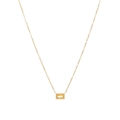 Minimalist 18k gold plated stainless steel necklace with a rectangular yellow gemstone - Yellow