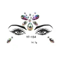 Detail of YT-154 face jewels set with holographic AB rhinestones and layout guide - Iridescent Aurora Gem Style (YT-154)
