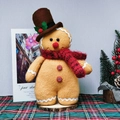 Λούτρινο ανθρωπάκι gingerbread με κόκκινο κασκόλ και σκούφο σε ξύλινη βάση - Κούκλα Gingerbread Man Ανδρικό Στυλ