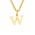 Collar de cadena de eslabones dorados con un colgante de letra W en mayúscula - Letra W (Dorado)