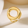 Minimalistischer unregelmäßiger geometrischer offener Ring in Gold mit polierter Textur - Unregelmäßig Geometrisch (14467)