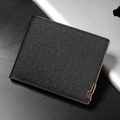 Portafoglio minimalista in tela nera da uomo con finiture in pelle e dettaglio in metallo - Nero