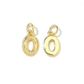 Detailed view of two 18K gold plated oval letter charms with shiny metallic finish - Letter O