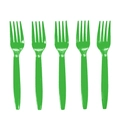 Set of 5 minimalist green plastic disposable forks for Hawaiian flamingo party use - Dark Green Forks (10pcs)