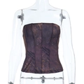 Dettaglio del corsetto con motivi a texture astratta in viola e marrone scuro - XS / Marrone