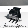 Small black alloy hair claw clip with five rows of sparkling rhinestones for ponytail - 6# Black 3.2cm Rhinestone Claw Clip