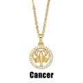 Vue détaillée d'un collier Cancer doré avec pendentif serti de zircons brillants et élégants - Cancer