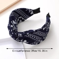 Serre-tête croisé bleu marine à motif cachemire pour femme, circonférence de 39 cm - Bleu marine
