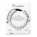 Verstelbare geweven armband met witte howlite kralen op een beschrijvende kaart - Howliet Stijl (FK2272) / 19cm