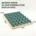 Bamboo 36-slot earring display tray with green velvet lining for jewelry storage - 36 Slots - Dark Green