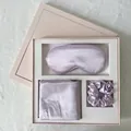 Silk sleep set with eye mask, pillowcase and scrunchie in a pink gift box display - Violet Gift Box Set (Eye Mask + Pillowcase + Scrunchie)