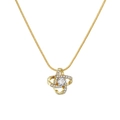 Goldene Sonnenblumen-Kette mit Zirkonia-Anhänger an einer runden Schlangenkette - Spiral Knot Stil (MY2495-1)