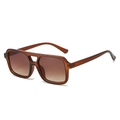 Square double bridge sunglasses with brown transparent frames and gradient lenses - Tea Frame Gradient Tea Lens