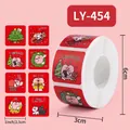 Rouleau de 500 autocollants de Noël mignons avec 8 motifs festifs pour enfants et scrapbooking - LY-454 (Dessin Animé Rose)