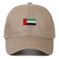 Détail de la broderie du drapeau sur la casquette de baseball en coton kaki - Réglable / Kaki