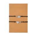 Two black woven cord bracelets with heart charms on Mother's Day message card - Sisters Heart Stitching(ZJ2962)