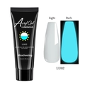 Luminous poly nail extension gel LU02 in 15ml tube showing light and dark effects - Luminous Light Blue (LU02)