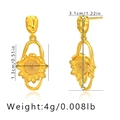Detailed dimension guide for vintage 18K gold sunflower earrings with size and weight info - KE0394