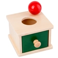 Montessori object permanence box with green drawer and red wooden ball for toddlers - Square Ball Drawer Box 0.36kg