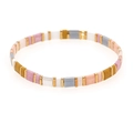 Bracelet en perles TILA colorées avec blocs en émail géométriques et finitions dorées - Multicolore Rose Jaune Blanc