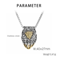 Disegno tecnico dettagliato di un ciondolo zampa d'orso vichingo Valknut con dimensioni - Ciondolo a Zampa d'Orso Oro e Argento (KP130622-TLX)