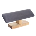 T-bar wooden bracelet holder with grey velvet cushion and solid wood base stand - Grey Velvet