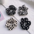 Lot de 4 chouchous noir et blanc avec motifs léopard et pois en tissu doux - Ensemble de 4 Pièces (Léopard Blanc + Léopard Noir + Pois Beige + Pois Noirs)