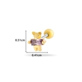 Titanium steel cartilage stud earring with golden animal design and purple zircon stone - Mouse Holding Gem Style (5#) / Gold Yellow