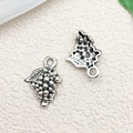 Antique silver grape pendant for DIY jewelry making with realistic texture and loop - Grapes / 12x18mm