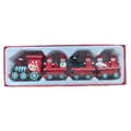 Miniature wooden Christmas train with Santa and snowman figurines in a gift box - Red (Gift Box)