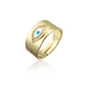 18K gold plated evil eye open ring with micro-paved cubic zirconia and blue center - White Micro-paved Evil Eye