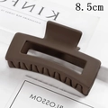 8.5cm dark brown matte rectangular hollow hair claw clip with a non-slip finish - Matte Dark Brown (S150-4) / 8.5cm