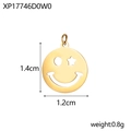 Pendentif visage souriant doré avec design ajouré pour bijoux DIY, taille 1,4 cm - Sourire Basique Ajouré (Or)