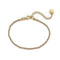 Pulsera de cadena de cuerda de acero inoxidable dorado con cierre de mosquetón y extensión - 2mm / Dorado