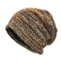 Gorro de punto oversize estilo Maillard en mezcla de lana de felpa multicolor - M (56-58cm) / Amarillo mezclado