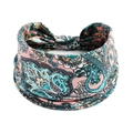 Bandeau de yoga rose à motif paisley bohème en maille élastique absorbant la sueur - Base Rose Floral (#125)