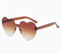 Fashionable heart-shaped rimless sunglasses in brown gradient transparent jelly color - Gradient Brown