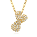 Gold plated necklace featuring a luxury bone shaped pendant with white zircon stones - Letter Y (Bone)