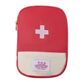 Kit di pronto soccorso portatile in tela rossa e beige con croce bianca e cerniera - Rosso
