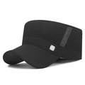 Gorra militar negra para hombre con forro térmico y detalle de metal plateado - Ajustable / Negro