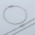 Minimalist silver stainless steel box chain necklace and bracelet set with lobster clasp - 1.8mm / Bracelet 19CM / Silver