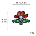 Skull with cowboy hat and revolvers embroidery patch, size 10.7cm x 8.1cm - 10639-Cowboy Hat Skull