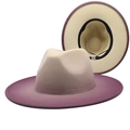 Gradient wool fedora hat with wide brim in beige and purple transition for men and women - M (56-58cm) / Purple