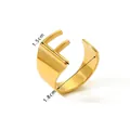 18K gold-plated titanium steel ring with letter E design and adjustable open band - Letter E