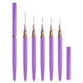 Λεπτομέρεια σετ 6 πινέλων nail art liner σε μωβ χρώμα με μεταλλικά στοιχεία από ροζ χρυσό - Σετ 5 τεμαχίων / Μωβ