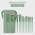 13-delige matcha groene make-up borstelset met verloopborstelharen en een fluwelen zak - 13 Stuks / Matcha Groen Met Stoffen Tas