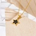 Chic gold O-chain necklace featuring a black star pendant with an inlaid letter U detail - Letter U Style (D112)
